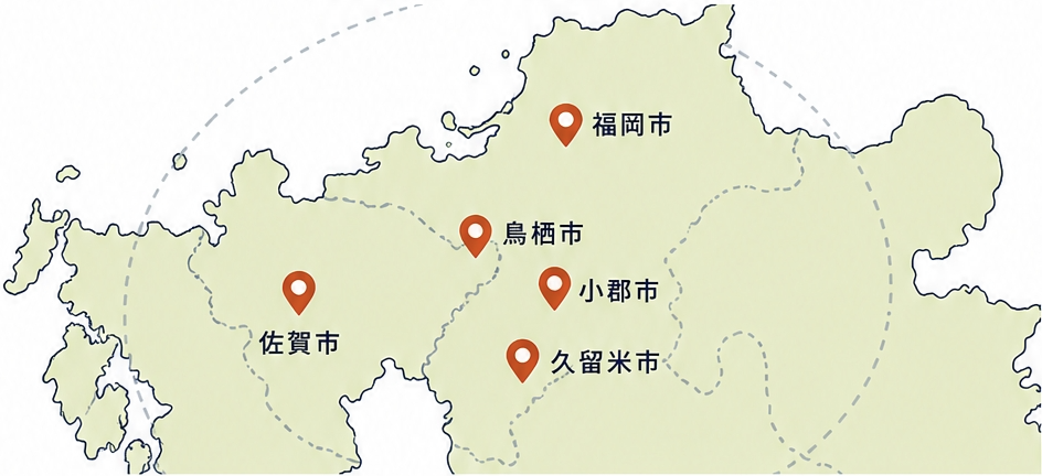 福岡・佐賀対応エリアの地図