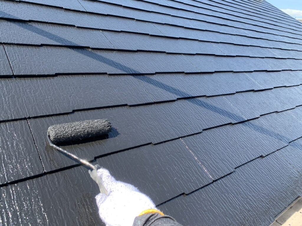 久留米市城島町Ｎ様邸の屋根の上塗り中
