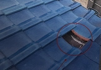 福岡県久留米市大善寺町K様邸の屋根の雨漏り箇所