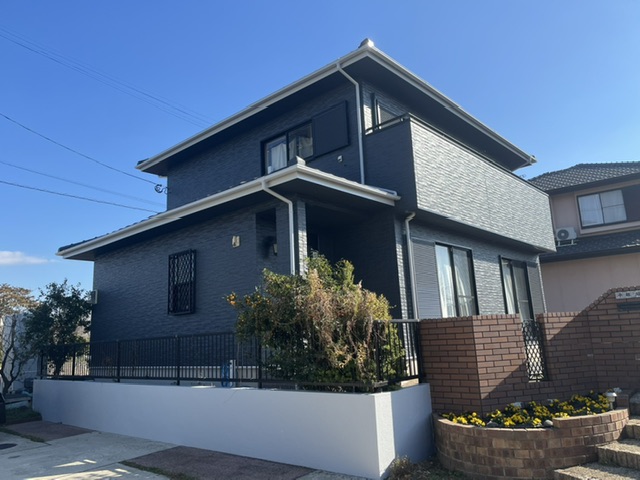 久留米市三潴町H様邸の外壁の塗装工事完了