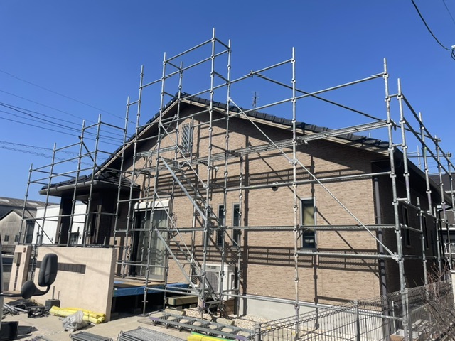 久留米市梅満町F様邸の足場組立完了写真