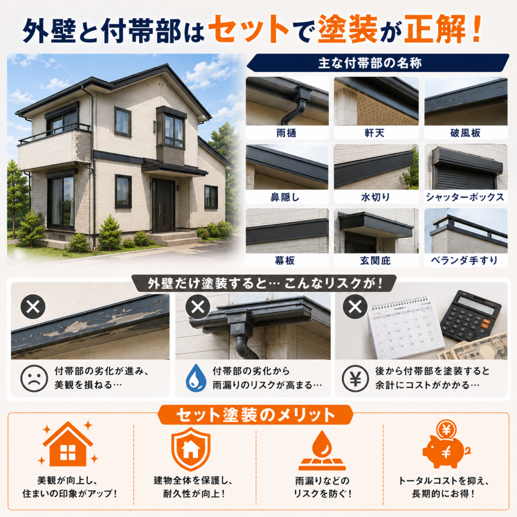 外壁と付帯部をセットで塗装するメリット