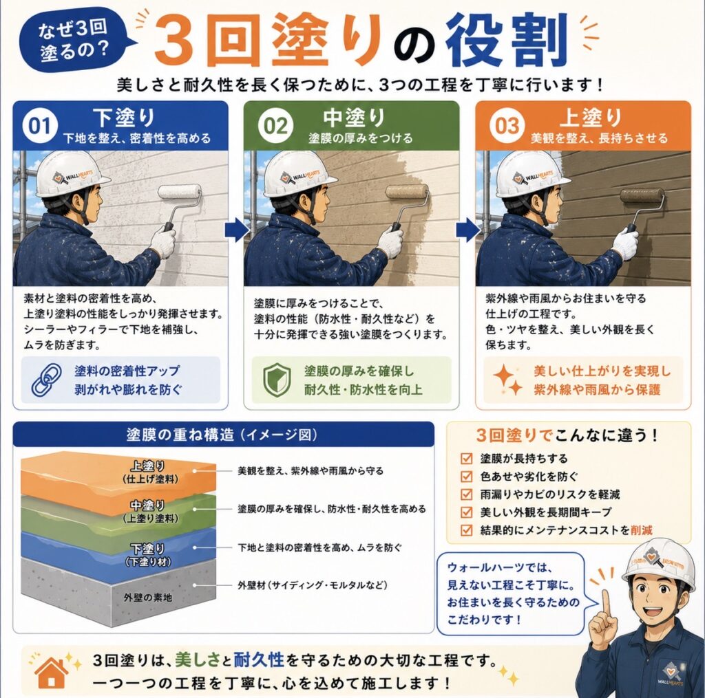 外壁の3回塗りの役割