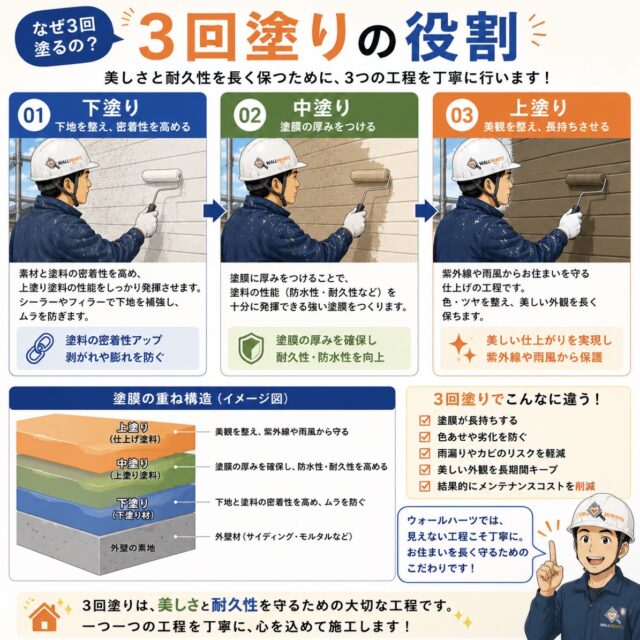 外壁の3回塗りの役割