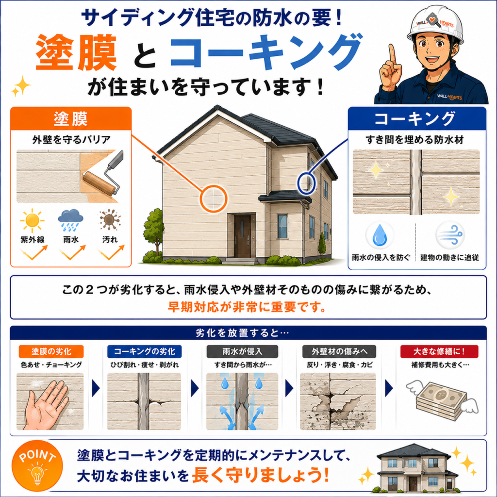 塗膜とコーキングが防水の要
