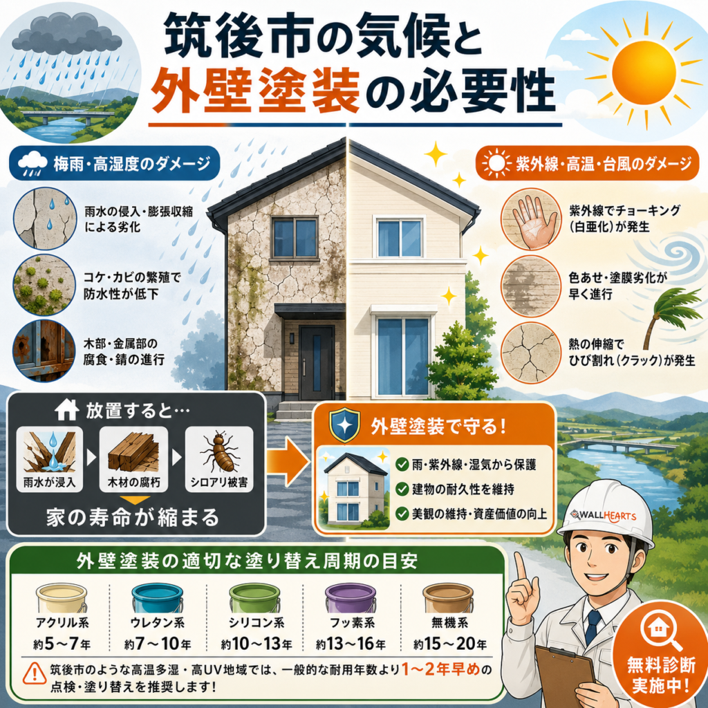 筑後市の気候と外壁塗装の必要性