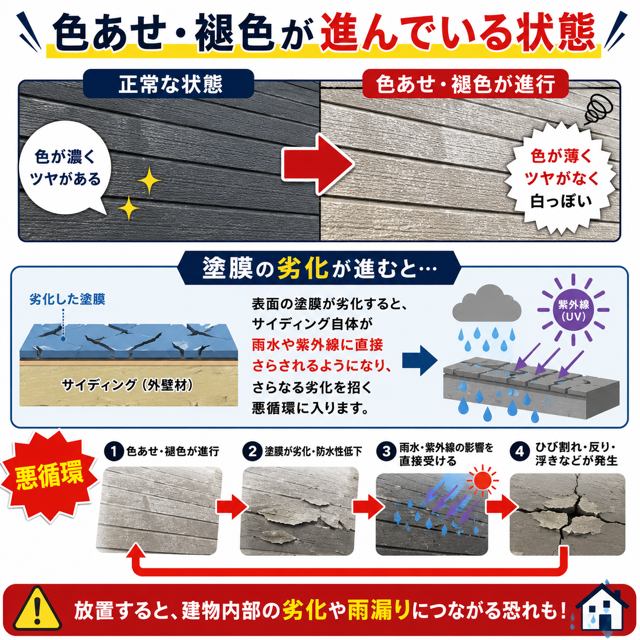 外壁の色あせを放置した場合のリスク