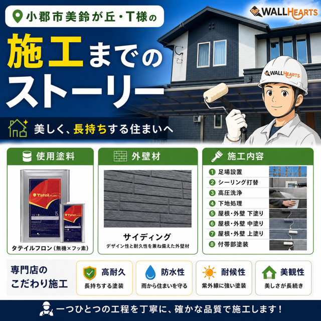 福岡県小郡市|屋根&外壁塗装・シーリング工事|築15年|戸建て住宅|タテイルフロン使用|K様邸