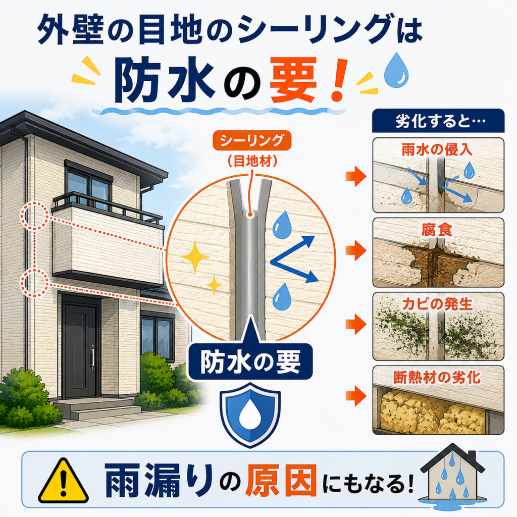シーリングの劣化は雨漏りの原因にもなる