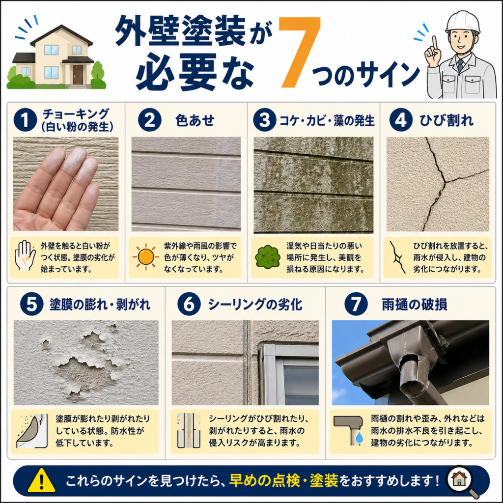 外壁塗装が必要な7つのサイン【外壁の劣化サイン】
