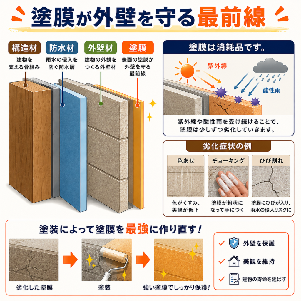 塗膜が外壁を守る最前線