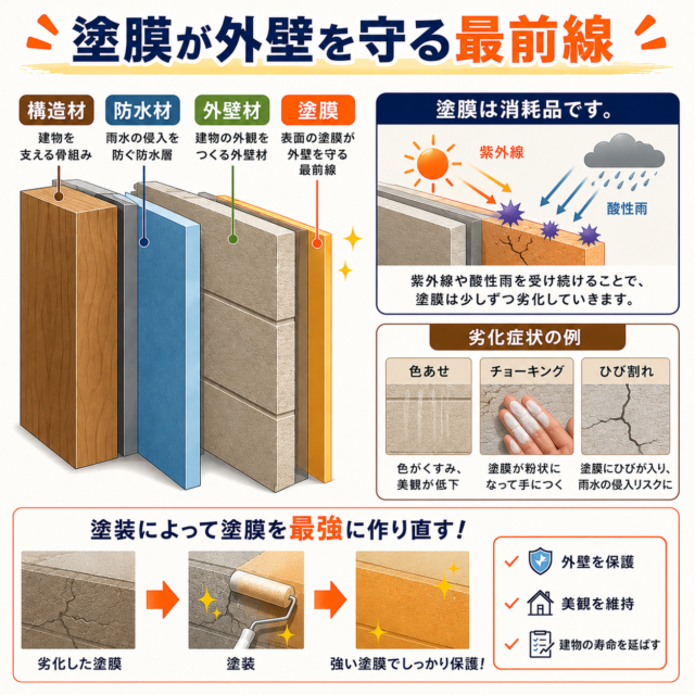 塗膜が外壁を守る最前線