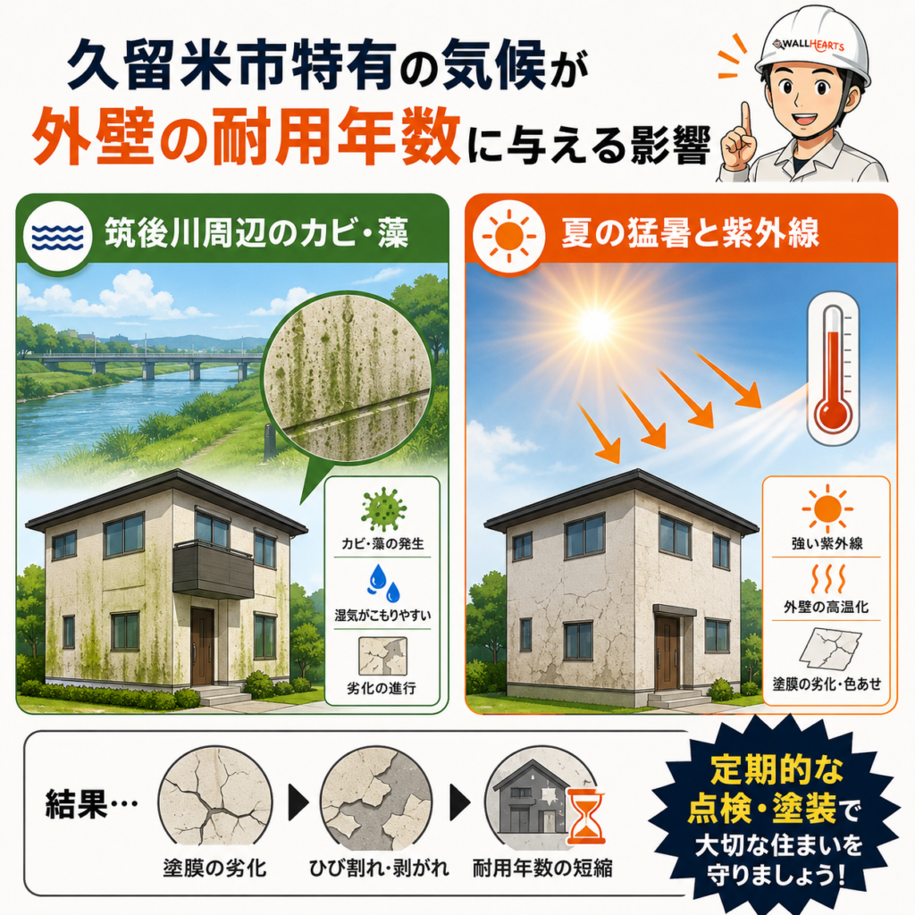 久留米市特有の期以降が外壁の耐用年数に与える影響