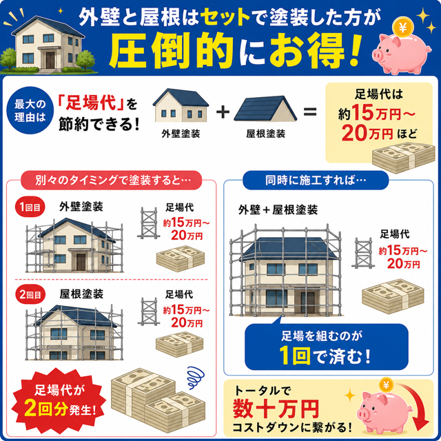 外壁と屋根はセットで塗装した方がお得