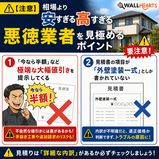 外壁塗装の悪徳業者を見極めるためのポイント