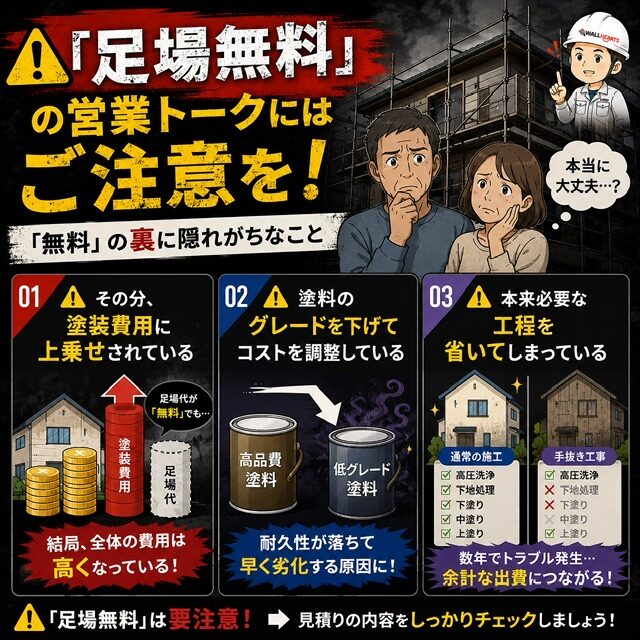 足場無料の営業トークに注意を