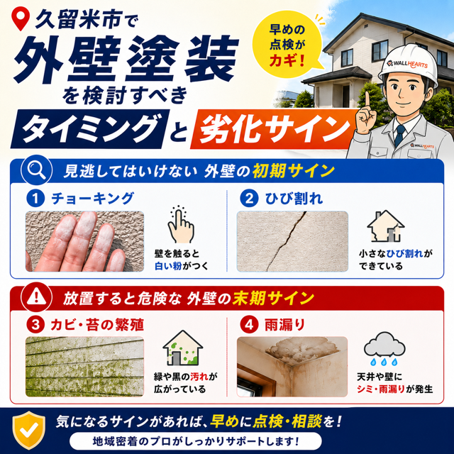 久留米市で外壁塗装を検討すべきタイミングと劣化サイン