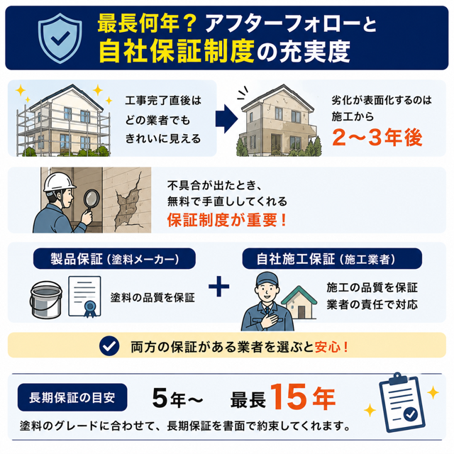 最長何年?アフターフォローと自社保証制度の充実度