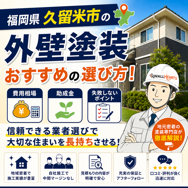 福岡県久留米市の外壁塗装おすすめの選び方！費用相場や助成金・失敗しないポイントをプロが徹底解説