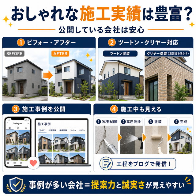 おしゃれな施工実績が豊富で、公開しているか