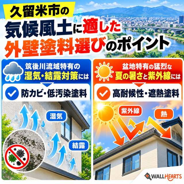 久留米市の気候風土に適した外壁塗料選びのポイント