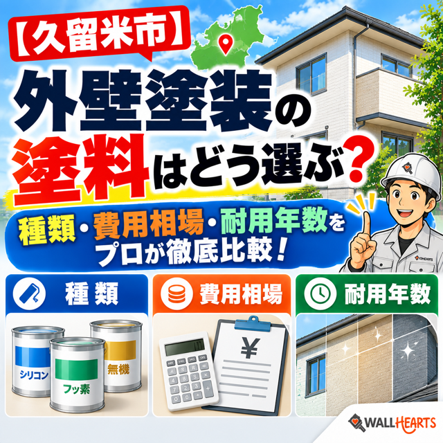 【久留米市】外壁塗装の塗料はどう選ぶ？種類・費用相場。耐用年数をプロが徹底比較